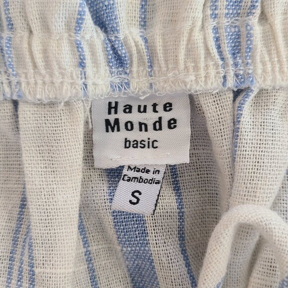 Haute Monde Crop Cotton Linen Blend Puff Sleeve Top Coquette Cottagecore Small - Picture 5 of 8